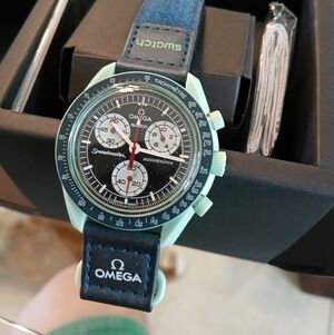 Omega MoonSwatch Speedmaster with Black Dial and Grey Case.  NEW WITH BOX.